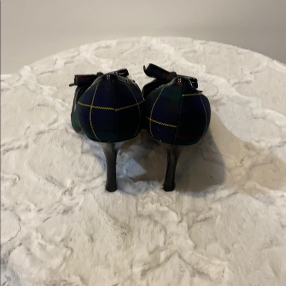 Plaid Bow Peep Toe Shoes - Picture 3 of 5